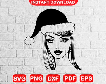 Chica de Navidad Svg, Png / Chica caminando svg / Hermosa chica svg / Chica archivos svg para Cricut / Descarga instantánea Eps,Svg,Png,Pdf,Dxf