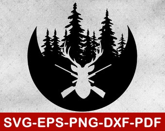 Ciervos en el bosque svg / ciervos svg / caza svg / cazador svg / ciervo svg archivos para cricut / descarga instantánea svg, eps, dxf, png, pdf