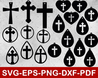 Cross Earring Svg Bundle / Cross Earring Svg Files para Cricut / Instant Download Svg,Dxf,Png,Eps,Pdf