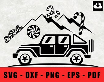 Navidad Off-Road Svg / 4x4 Santa Claus Svg / Archivos SVG para Cricut / Descarga instantánea Svg,Eps,Dxf,Png,Pdf