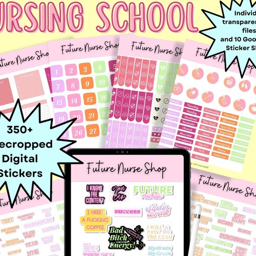 Nursing School DIGITAL Stickers for Digital Planners Student Etsy