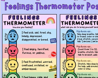 Gefühle Thermometer Poster | Zone der emotionalen Regulierung | „Inside Out“ SEL-Lektion | Beruhigende Eckenwerkzeuge für das Klassenzimmer
