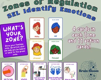 Gefühle Karteikarten | Zone der emotionalen Regulierung | „Inside Out“ SEL-Lektion | Beruhigende Eckenwerkzeuge für das Klassenzimmer
