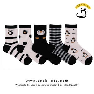 Ensemble de chaussettes sur le thème des pingouins Sockists - 5 paires pour femmes et adolescents, chaussettes ras du cou mignonnes et confortables