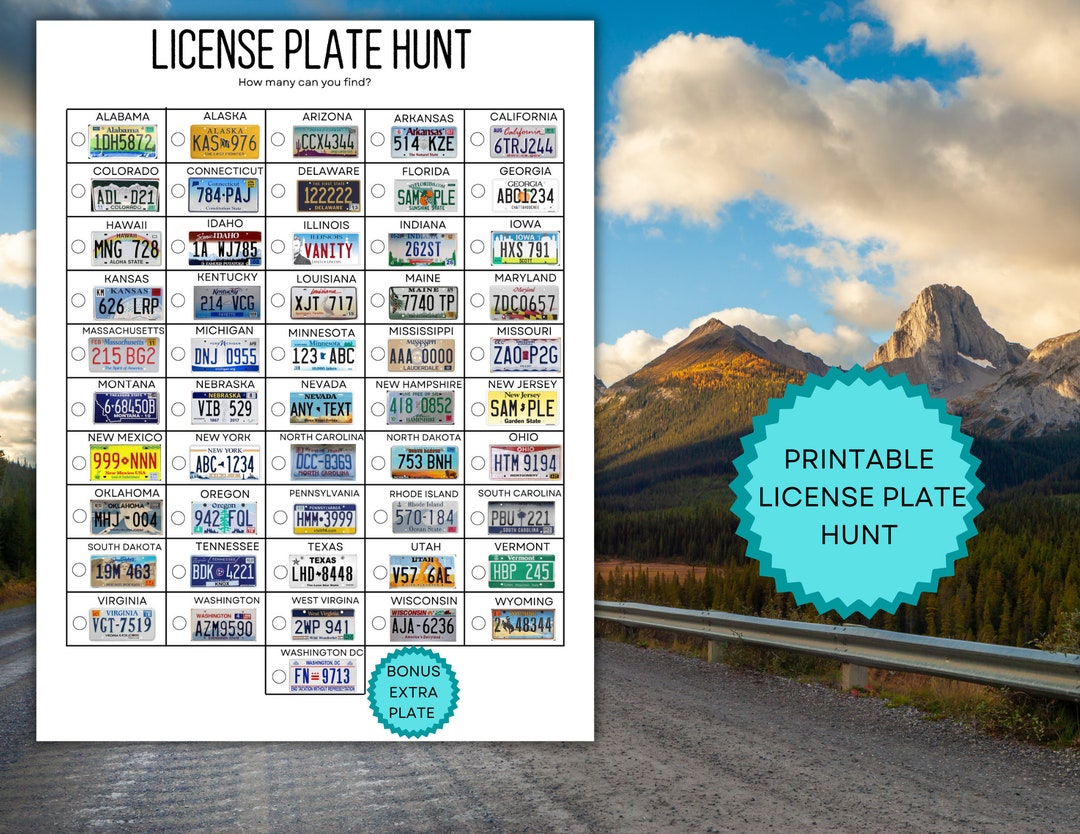 License Plate Game License Plate Hunt Kids Road Trip Game Etsy