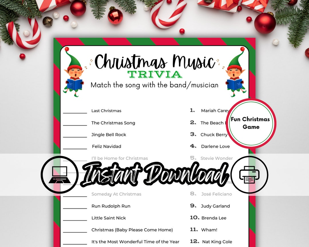 Christmas Music Trivia, Christmas Song Trivia, Fun Christmas Game