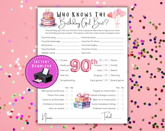 Who Knows The Birthday Girl Best, 90th Birthday Game, 90th Birthday Party, Milestone Birthday, Adult Birthday Party