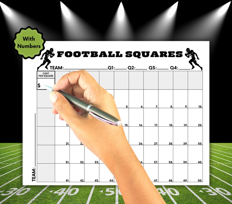 Football Squares Game, Football Betting Grid, Printable Football Grid ...