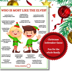Who is Most Like the Elves, Christmas Elf Game, Fun Christmas Game, Fun Holiday Game, Christmas Family Game