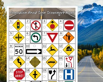 Canada Road Signs Game, Canada Car Games For Kids, Canada Road Trip Games For Kids, Canada Family Road Trip Games
