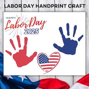 Labor Day Handprint Craft, Labor Day 2025, Labor Day Craft, Labor Day Handprint Keepsake, Attività patriottica stampabile