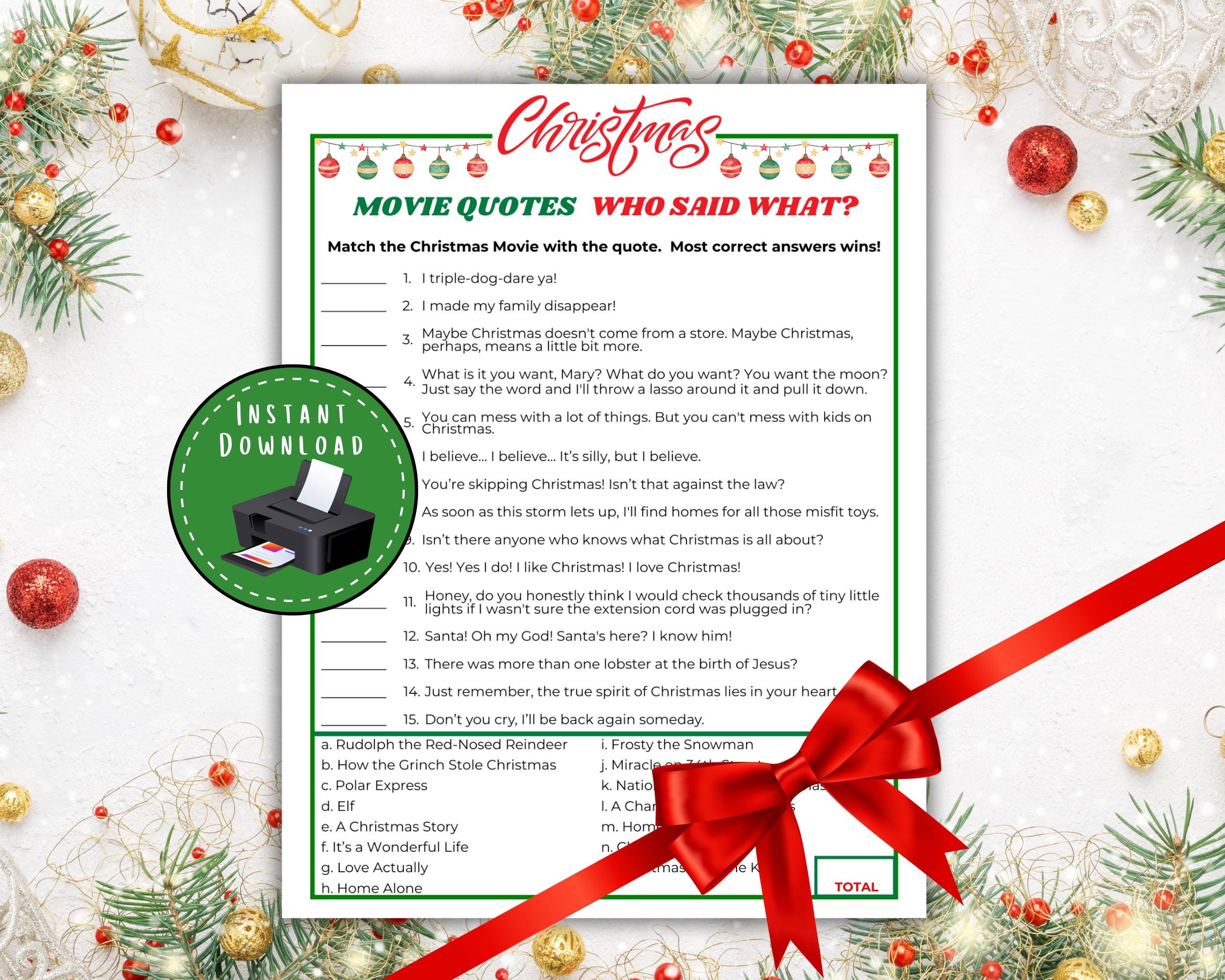 Guess the Movie Quote - Etsy, image size:2500x2000