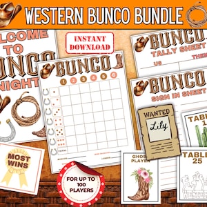 Western Bunco Spiel, Western Thema Bunco Party, Wild West Bunco Score Sheet, Western Bunco Printable, Wild West Würfelspiel