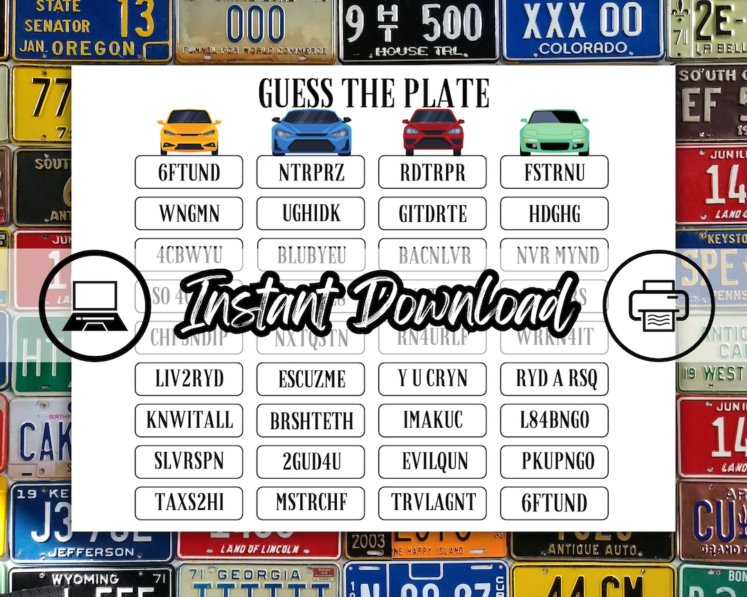 Guess the License Plate Game, Road Trip Game Printable, Car Game ...