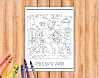 Father's Day Coloring Page, Father's Day Activity, Father's Day Craft, Father's Day Gift,  Diy Gift For Dad, Printable Coloring Sheet