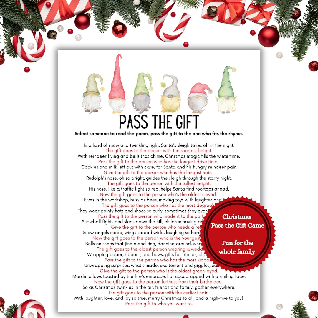 Pass the Gift Game, Gift Exchange Game, Christmas Party Game, White