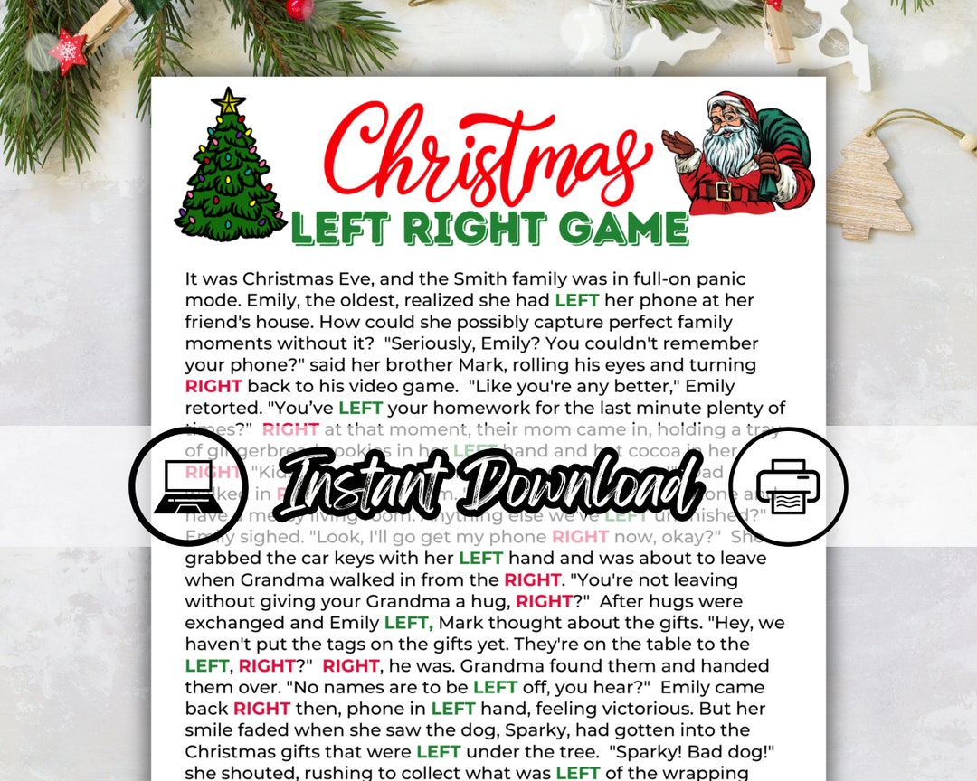 Left Right Christmas Game, Christmas Pass the Gift Game, Right Left