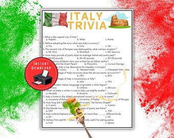 Italy Trivia Game, Italy Quiz, 2026 Winter Games, Milan, Cortina, Italy Bridal Shower, Italian Baby Shower