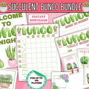 Jeu de dés Bunco sur le thème des plantes succulentes, jeu de dés sur le thème des plantes succulentes, fête Bunco sur le thème des plantes succulentes, feuille de pointage Bunco sur le thème des plantes, imprimable des succulentes Bunco