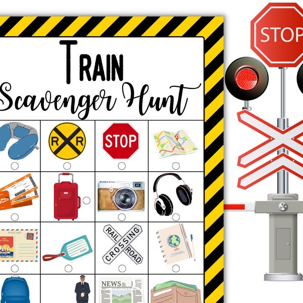 Game for Train Travel, Train Game, Train Scavenger Hunt, Train Travel Game, Family Vacation Game