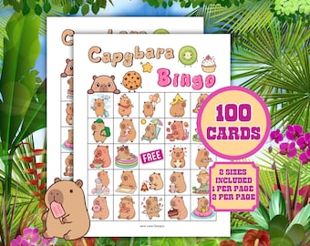 Capybara Bingo Game, Kids Birthday Party Activity, Kawaii Capybara Party Supplies, Classroom Game, Animal Bingo Cards