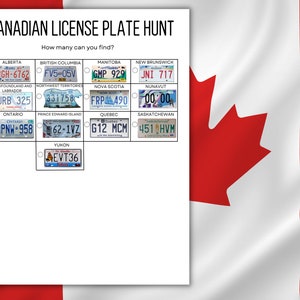 Canadian License Plate Game - Canada License Plate Game - Canadian License Plate Hunt - Canada License Plate Hunt - Kids Road Trip Game