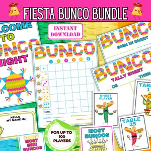 Cinco de Mayo Bunco Game, Fiesta Dice Game, Fiesta Bunco Party, Pinata Bunco Score Sheet, Cinco de Mayo Bunco Game, Fiesta Bunco Printable