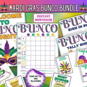 Karneval Bunco Spiel, Karneval Würfelspiel, Fasching Karneval Bunco Party Spiel, Karneval Bunco Score Sheet