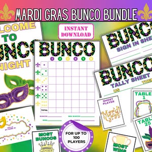 Mardi Gras Bunco Game, Mardi Gras Dice Game, Mardi Gras Party Games, Fat Tuesday Bunco Party, Fat Tuesday Party Game, Mardi Gras Bunco Party