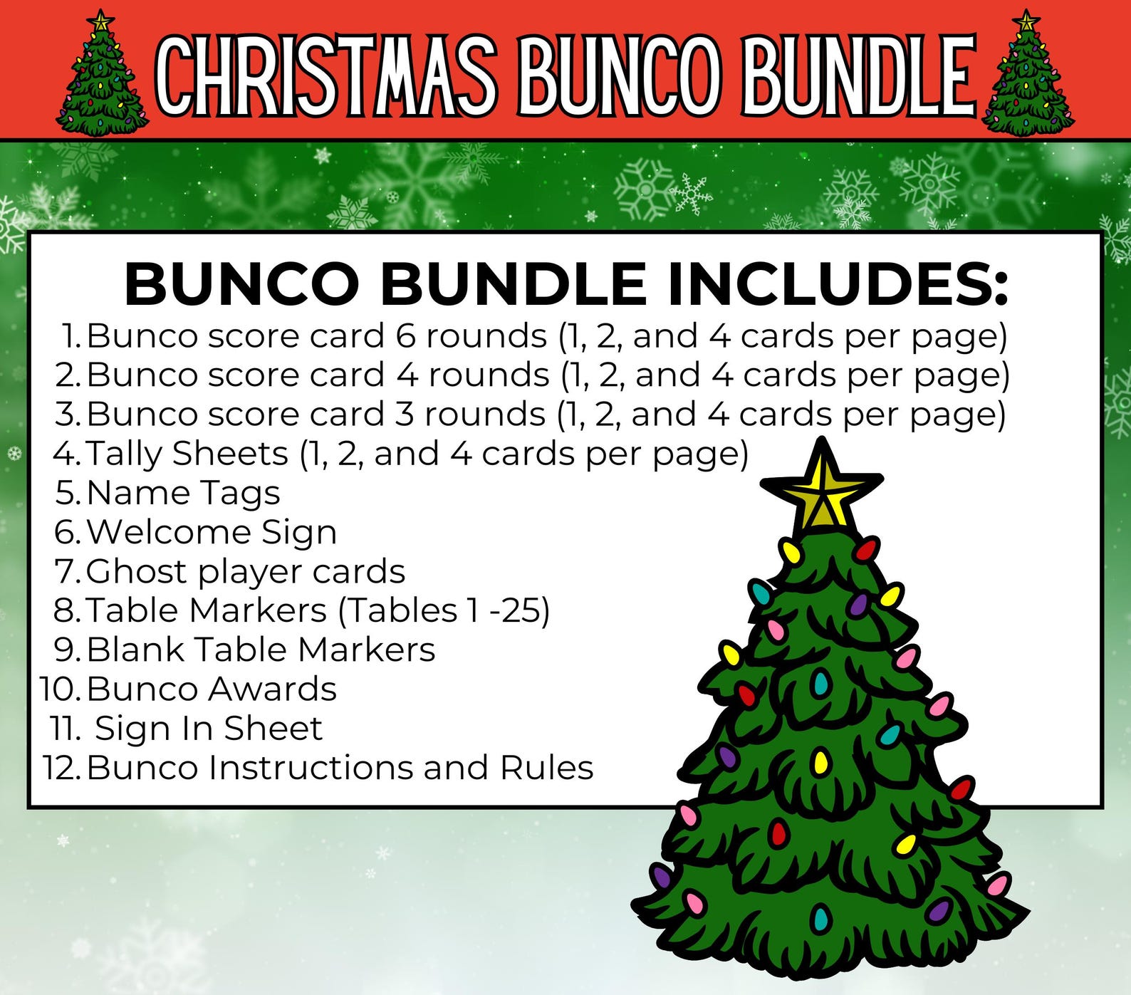 Christmas Bunco Game, Christmas Bunco Party, Christmas Bunco Score ...