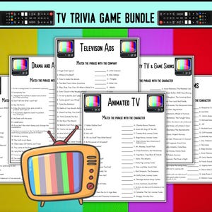 TV Trivia Game Bundle, TV Themed Party Game, Printable Trivia Game,Game Night for TV Lovers, Classic tv Trivia, Modern tv Trivia
