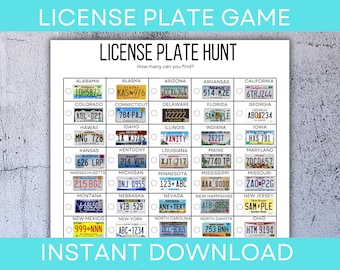 License Plate Game - License Plate Hunt - Kids Road Trip Game - Family Road Trip Game