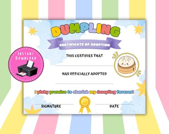Dumpling Adoption Certificate, Dumpling Toy Adoption, Blind Box Unboxing,  Steamer Basket Collections, Kawaii Party Activities