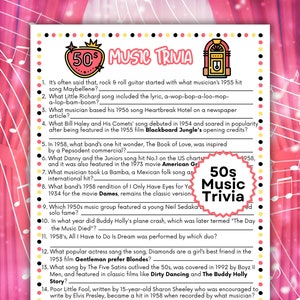 Muziek trivia jaren 50, spel jaren 50 thema verjaardagsfeestje, spel jaren 50 thema feest, spel 70e verjaardag feest, spel jaren 50 trivia, trivia 70e verjaardag