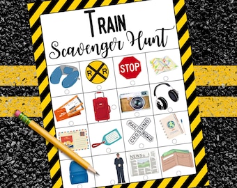 Train Scavenger Hunt Game, Family Travel Activity, Game for Train Travel, Train Game, Train Travel Game, Family Vacation Game