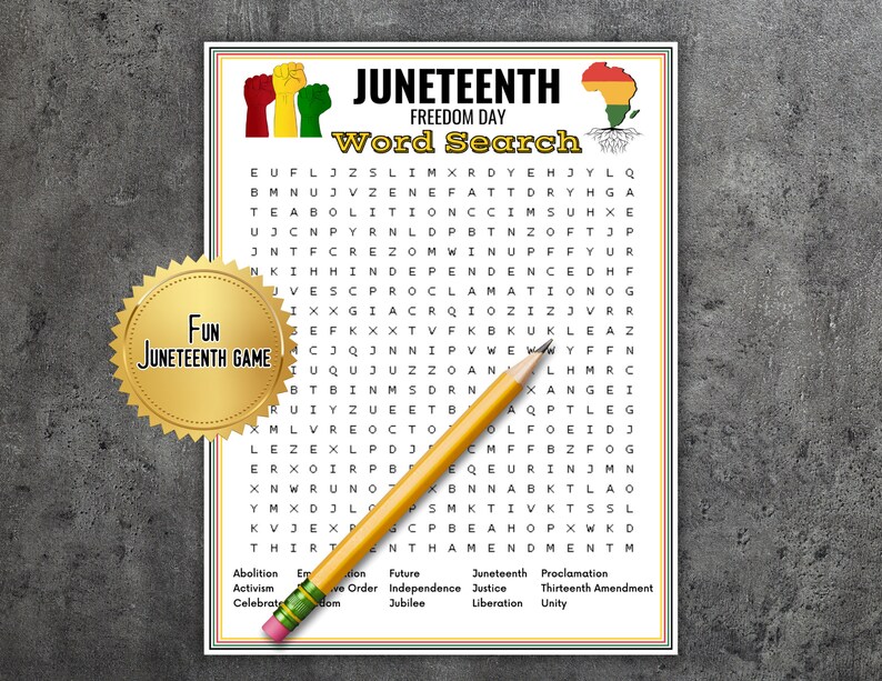 Juneteenth Word Search, Juneteenth Word Find, Juneteenth Terms Word ...
