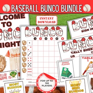 Baseball-Bunco-Spiel, Baseball-Partyspiel, Partyspiele zum Thema Sport, Bunco-Set mit Baseball-Thema, Spieleabend-Ideen für Baseball-Fans