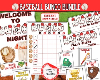 Juego de Bunco de Béisbol, Juego de Fiesta de Béisbol, Juegos de Fiesta con Temas Deportivos, Juego de Bunco con Temas de Béisbol, Ideas para Noches de Juegos para Aficionados al Béisbol