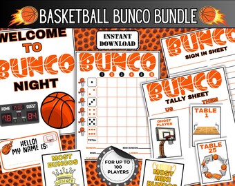 Basketball Bunco Game, Basketball Party Game, March Madness Party Games, Basketball-Themed Bunco Set, Game Night Ideas for Sports Fans