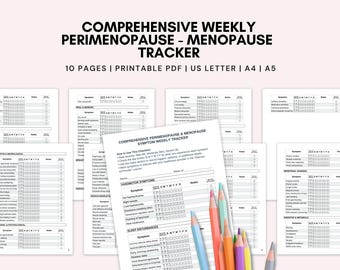 Menopause Symptom Tracker Printable, Weekly Perimenopause Journal, Weekly Health Log, Wellness Printable Planner