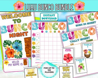 Luau Bunco Game, Hawaiian Party Game, Tropical Dice Game, Beach Theme Activities, DIY Luau Decor, Social Party Games, Instant Download Bunco