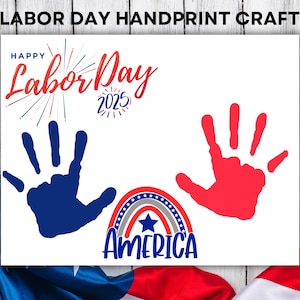 Labor Day Handprint Craft, Labor Day 2025, Labor Day Craft, Labor Day Handprint Keepsake, Attività patriottica stampabile