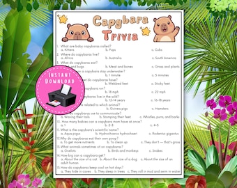 Capybara Trivia Game | Kids Animal Quiz | Educational Game | Birthday Party Game | Educational Party Activity | Classroom Activity