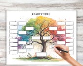 5 Generation Family Tree Printable | Fillable PDF Template | Genealogy Chart | Ancestry Tracker