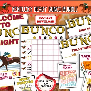 Kentucky Derby Bunco-Spiel, Pferderennen-Partyspiel, Derby Day Bunco-Set, Partyspiele mit Pferdemotiven, Kentucky Derby-Feier-Ideen