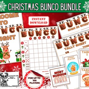 Weihnachts-Bunco-Spiel, Rentier-Würfelspiel, Weihnachts-Bunco-Party, Rentier-Bunco-Score-Sheet, Urlaub-Bunco-Spiel, Rentier-Bunco-Printable