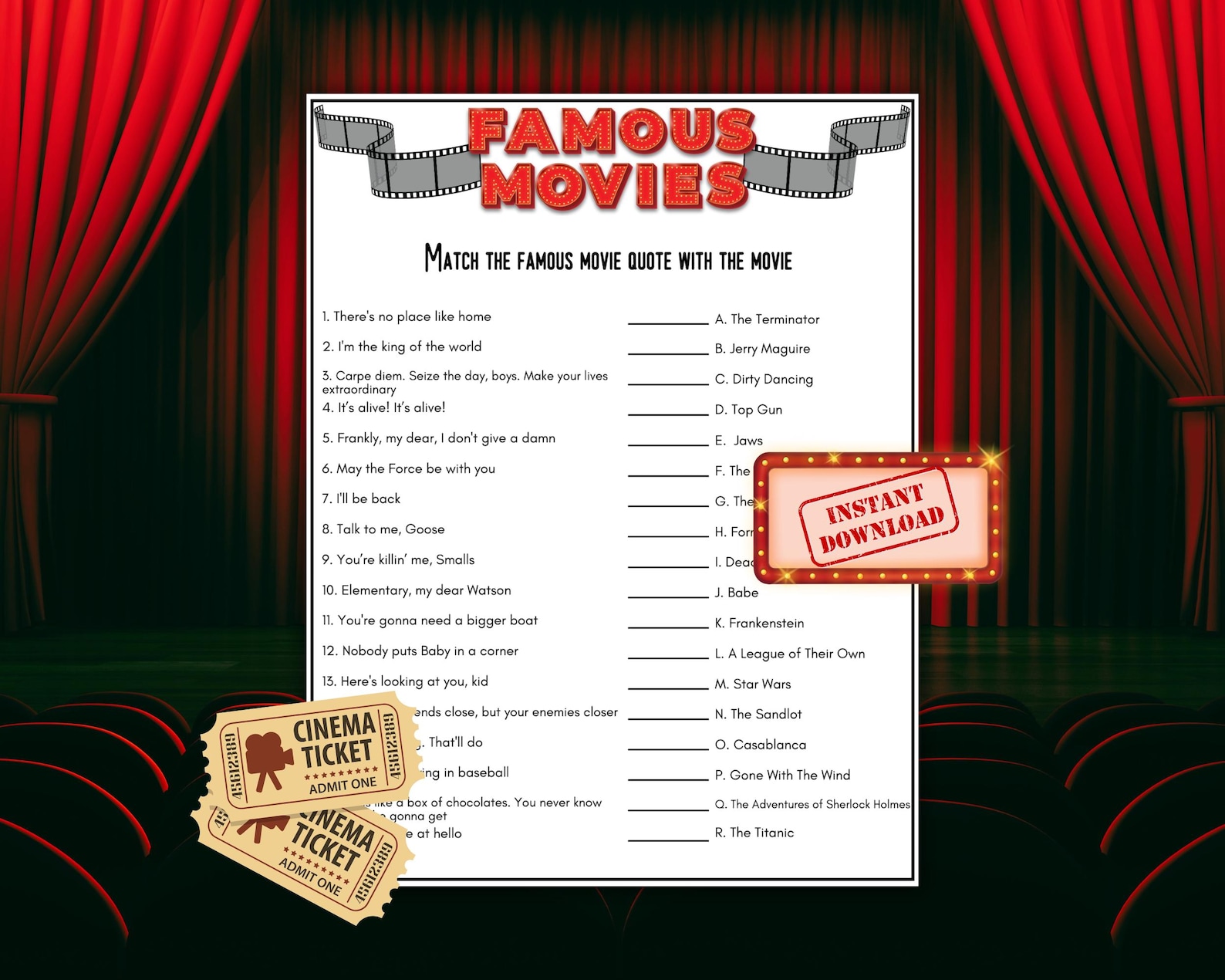 Famous Movie Quotes, Movie Quotes Printables, Movie Lines Quiz, Best ...