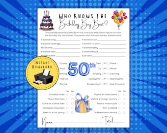Qui connaît le mieux l'anniversaire de garçon, Jeux du 50e anniversaire, Fabulous 50, Fête du 50e anniversaire, Anniversaire d'un jalon, Fête d'anniversaire pour adultes