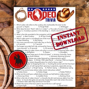 Rodeo Trivia, Rodeo Themed Party, Rodeo Party Games, Rodeo Facts, Western Trivia, Western Facts, Wild West Trivia, Wild West Facts