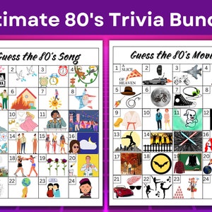 80s Music, 80s Trivia Bundle, 80s Movie,  80s trivia, 80s trivia game, 80s games, 80s party, 80s theme party